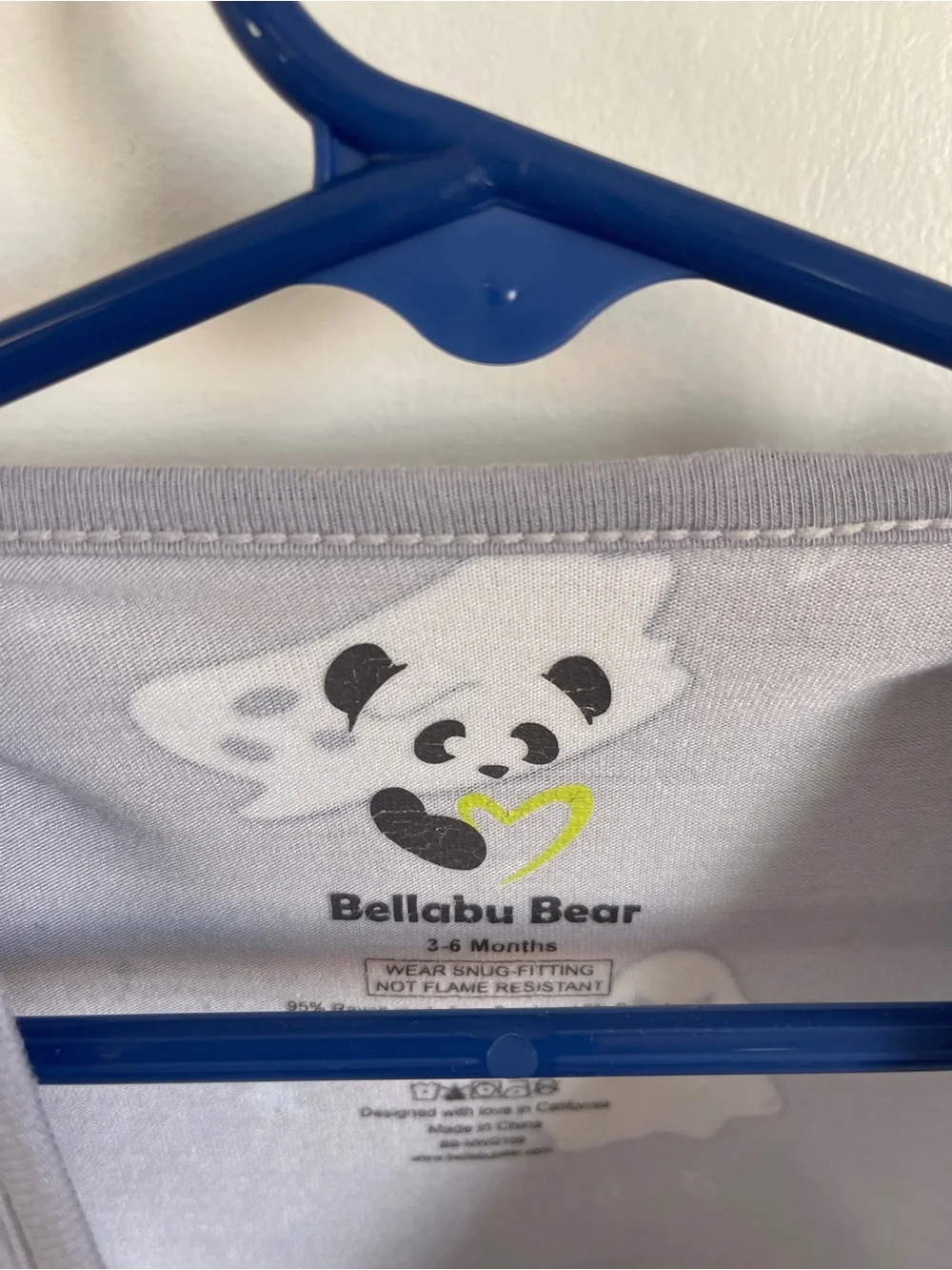 Bellabu Bear‎ Gray Ghost Print One-Piece Zipper Pajamas 3-6M